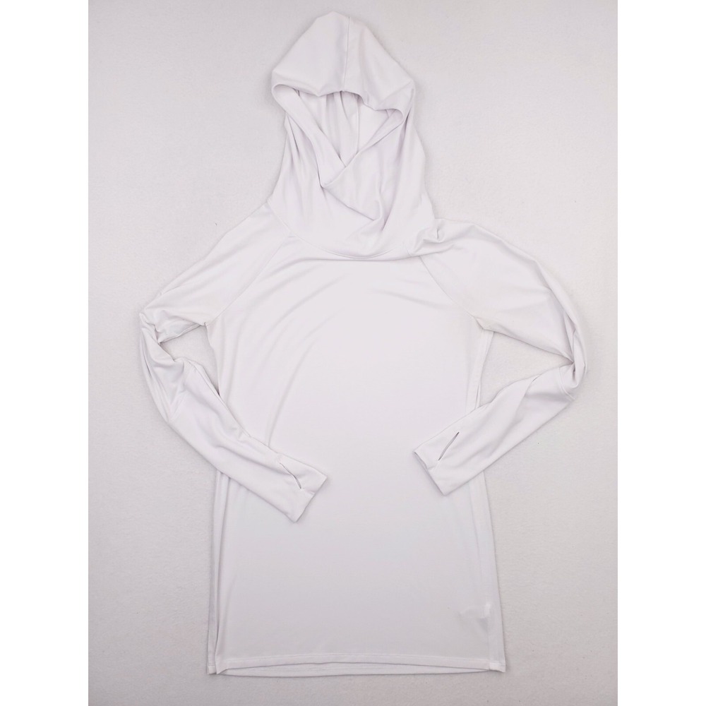 Athleta Hoodie Womens Medium White Essence Tunic Pullover Thumbhole‎ Athleisure